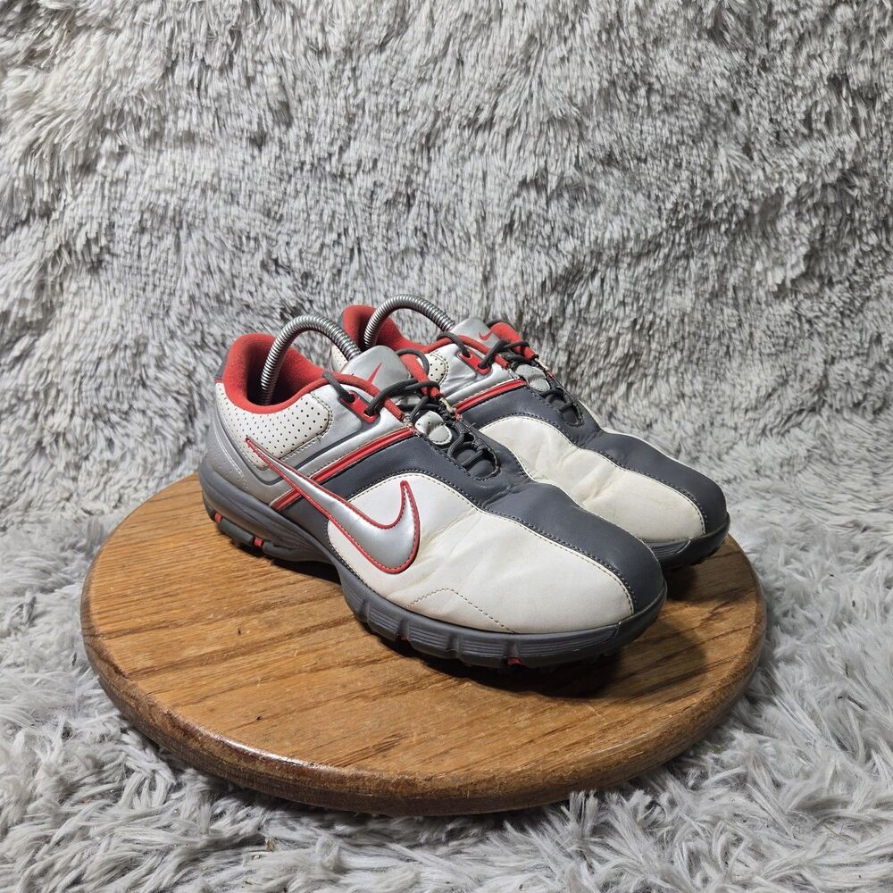 Nike Air Rival Plus Mens Red White Leather Golf Shoes Lace Ups Size 8W Wide